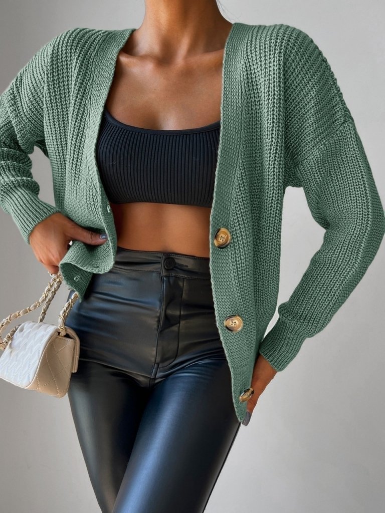 Πλεκτή ζακέτα με κουμπιά σε φαρδιά γραμμή - Image 6