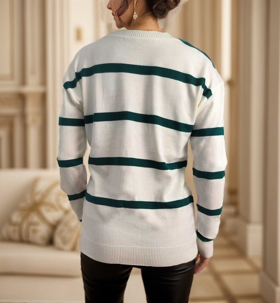 Ριγέ πλεκτό μπλουζάκι με μακρύ μανίκι - Image 6