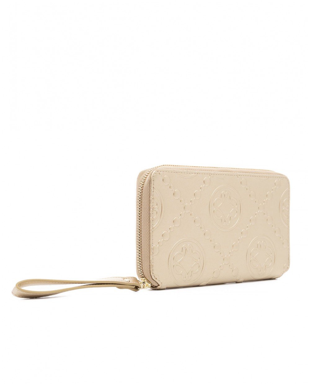 Πορτοφόλι χρυσό με ανάγλυφο μοτίβο.