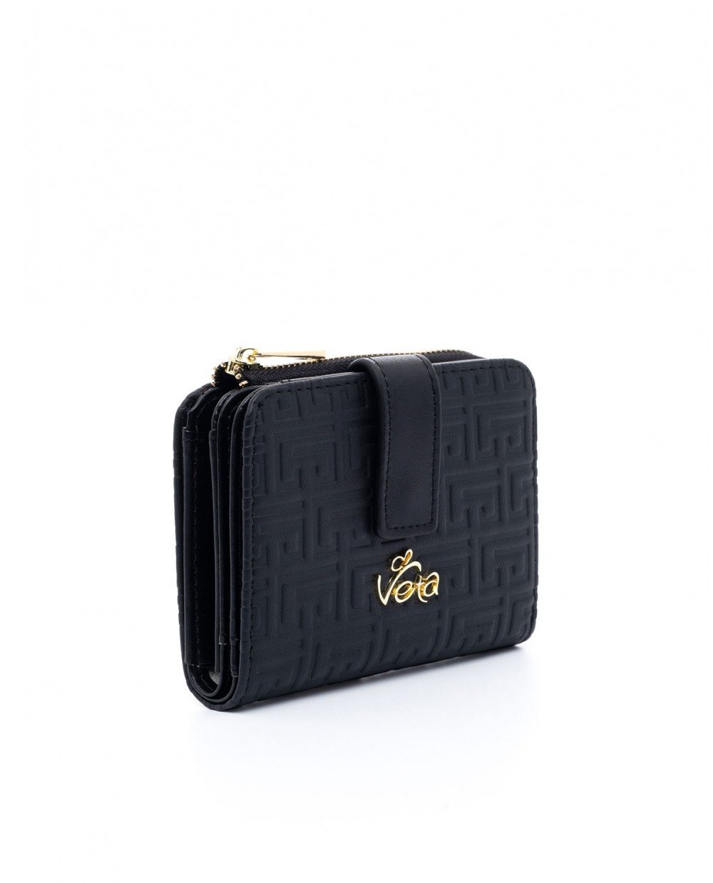 Πορτοφόλι μαύρο με ανάγλυφο μαίανδρο. - Image 3