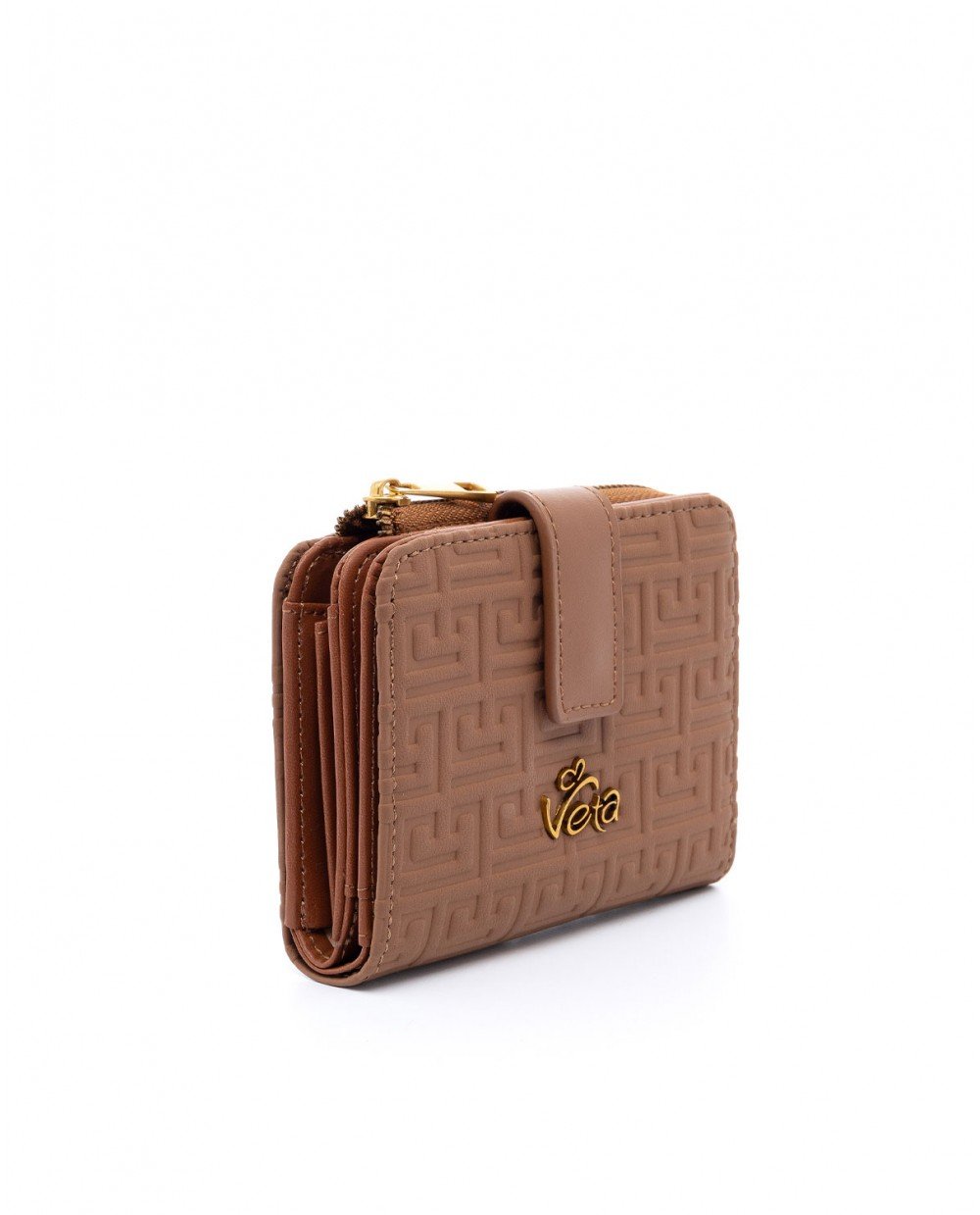 Πορτοφόλι καφέ με ανάγλυφο μαίανδρο. - Image 3