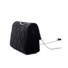 Τσάντα ώμου μαύρη καπιτονέ βελούδινη με αλυσίδα. - Image 4