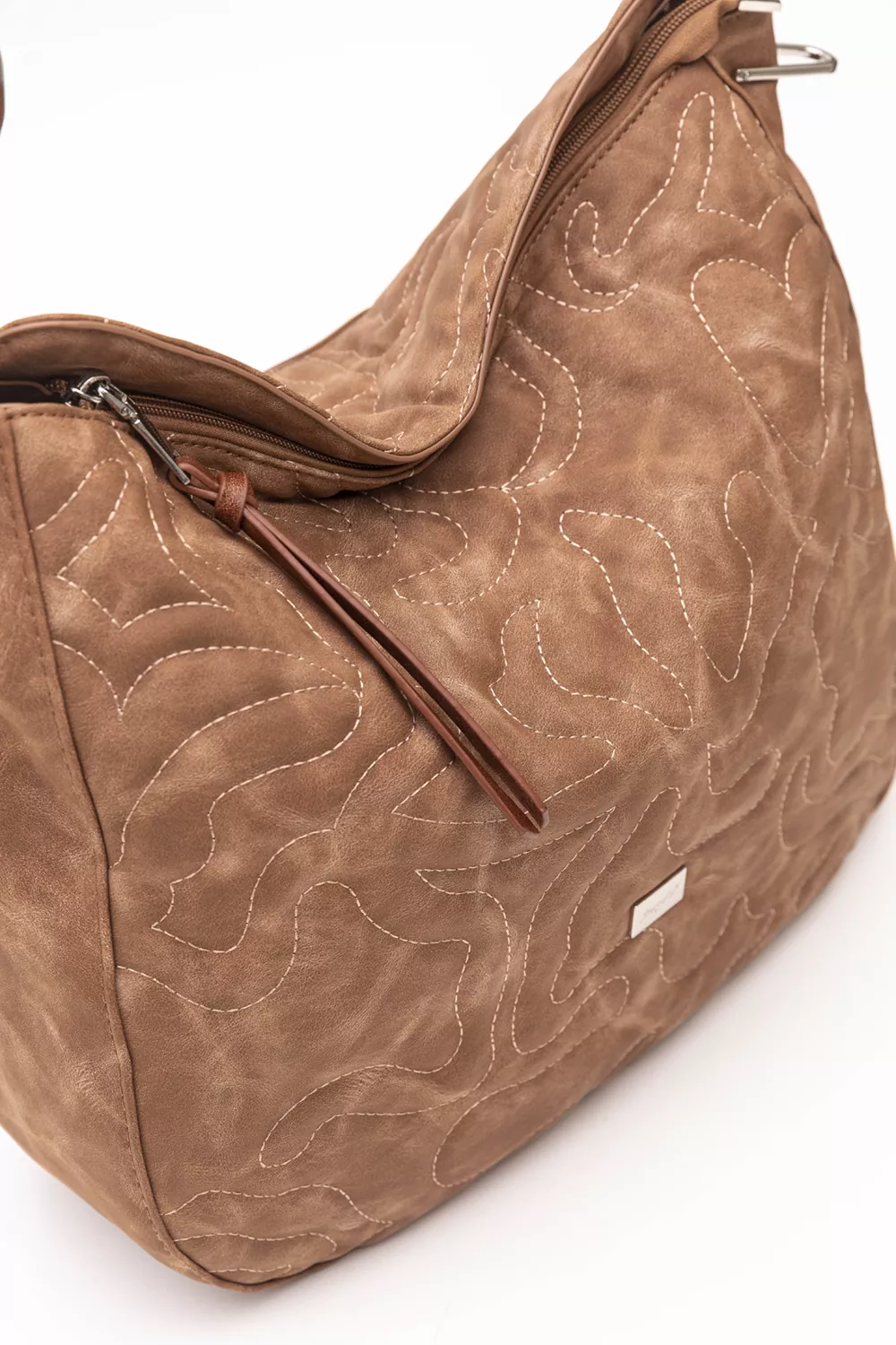 Μεγάλη μαλακή τσάντα με ιδιαίτερο χέρι για τον ώμο με κυματοειδή γαζιά - Image 3