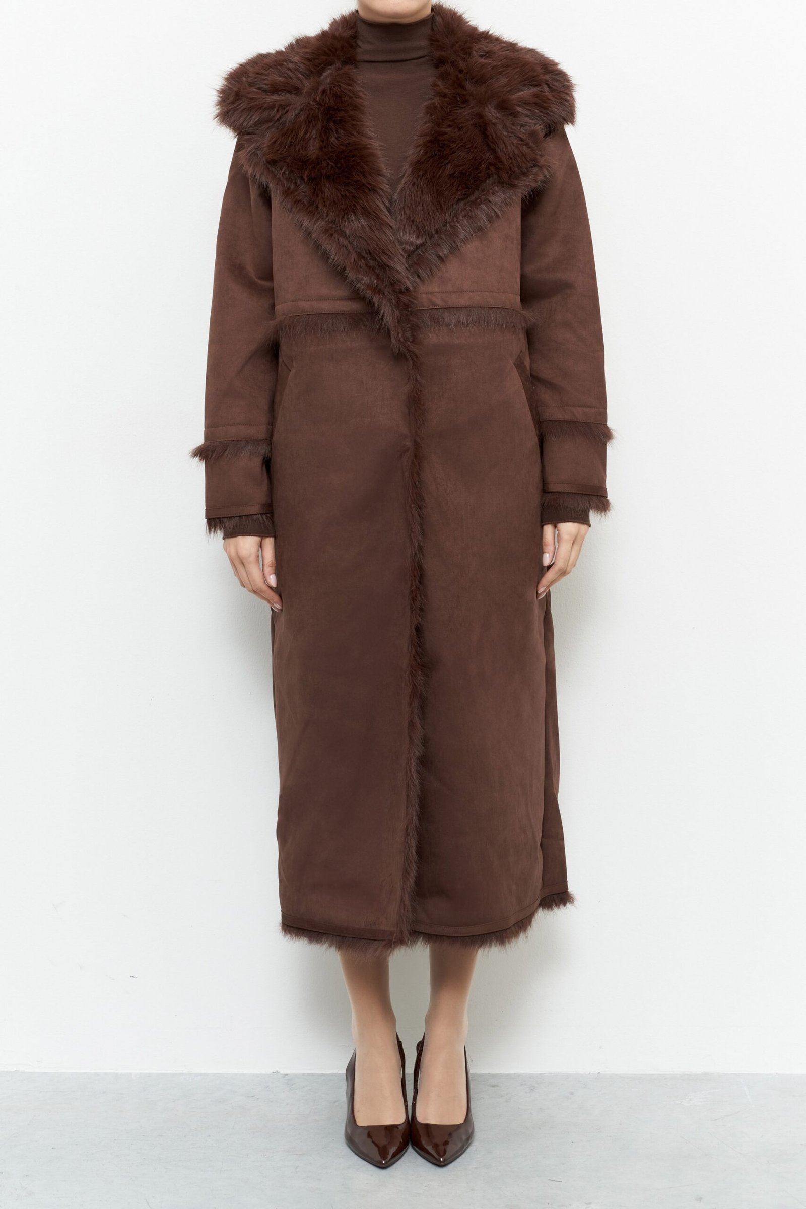 Παλτό Μακρύ Σουέτ - Image 3