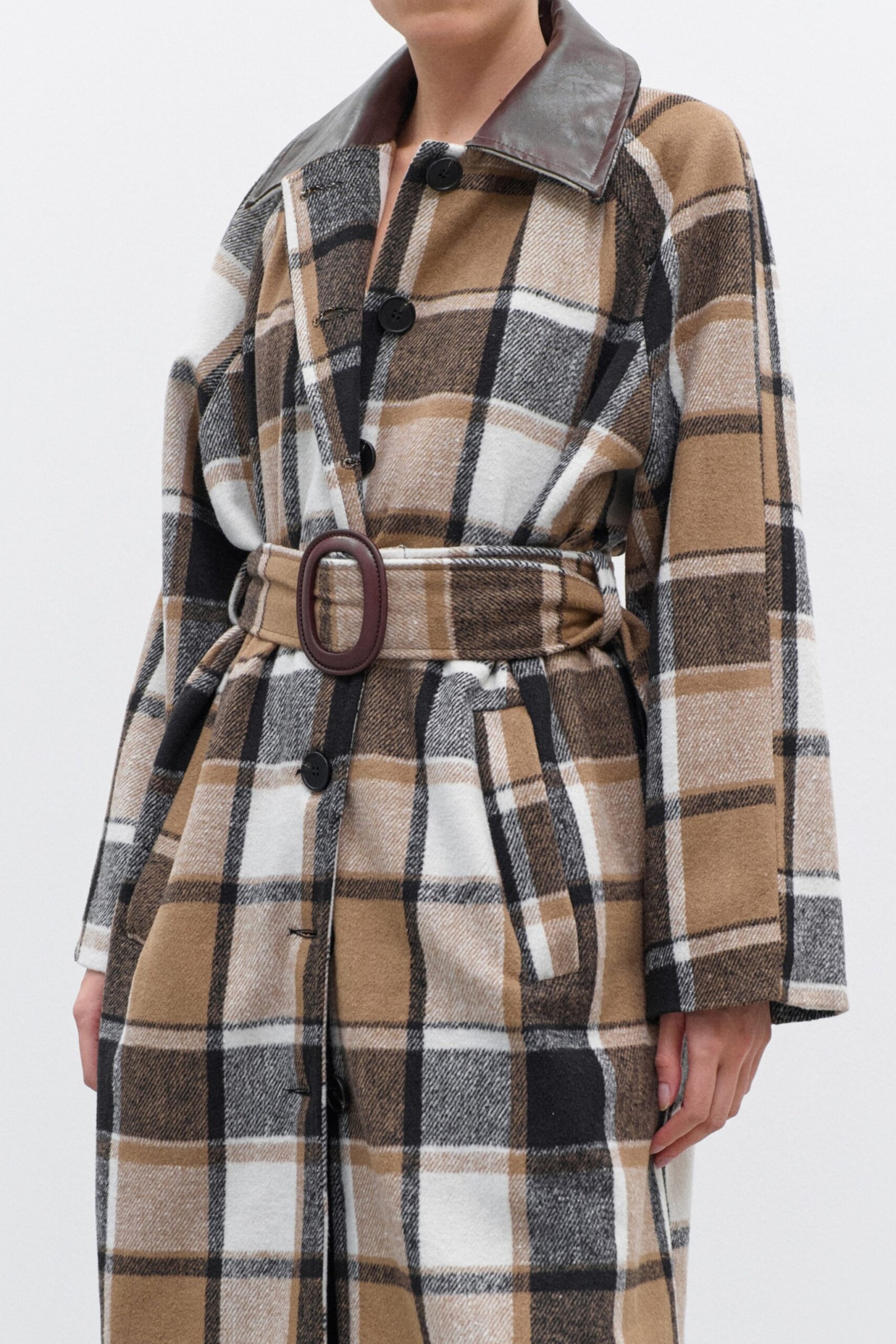 Παλτό με καρό μοτίβο και ζώνη - Image 12