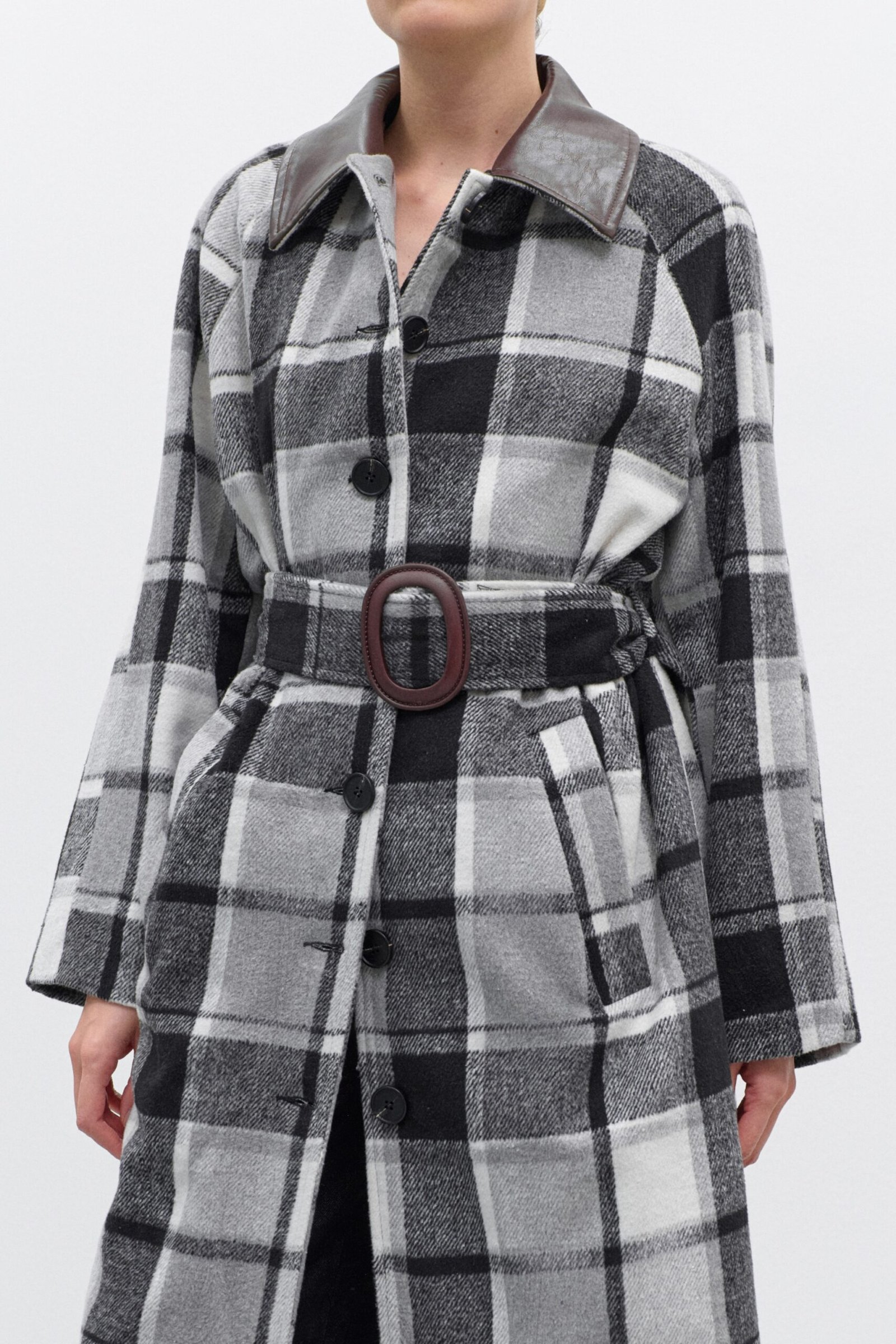 Παλτό με καρό μοτίβο και ζώνη - Image 6