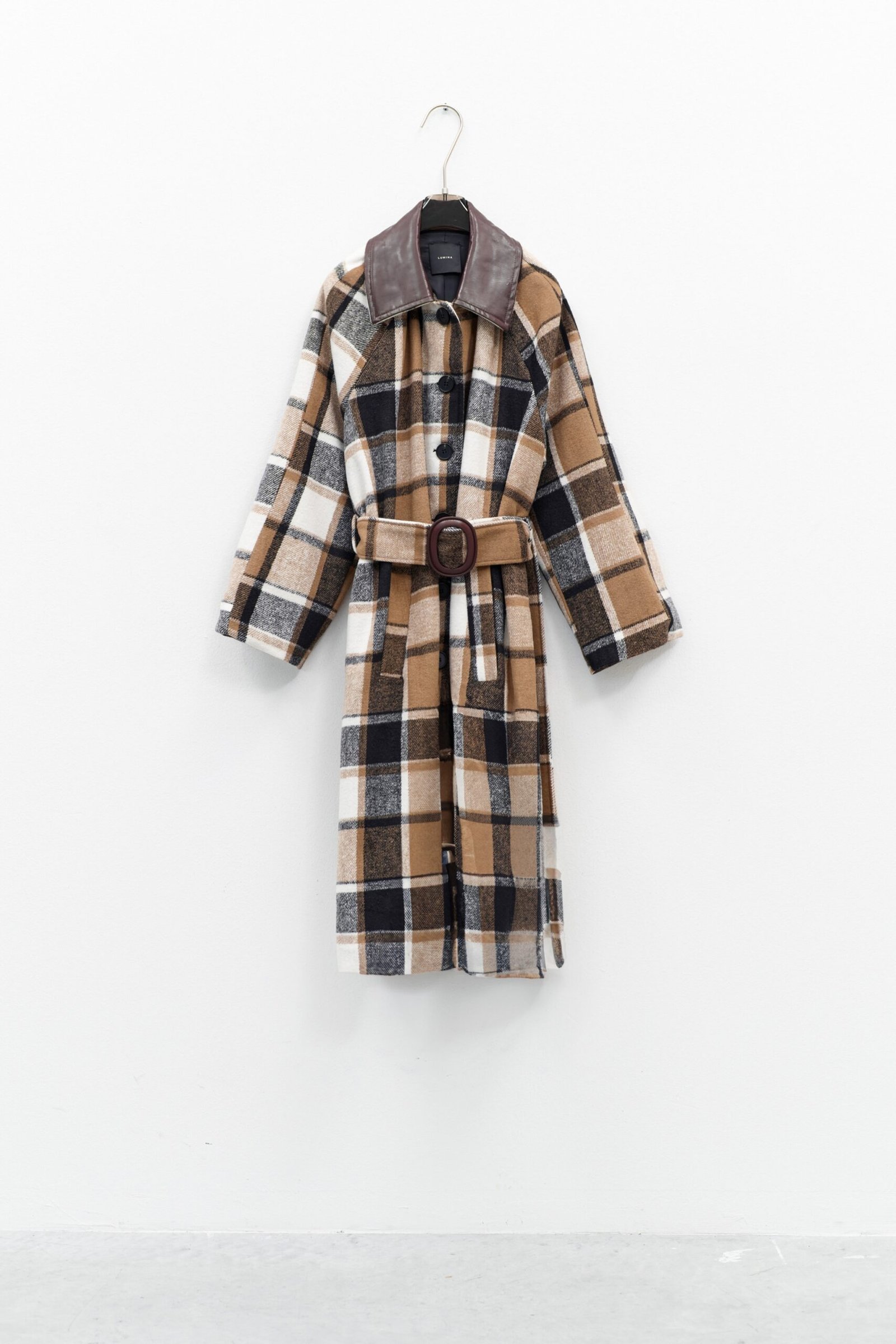 Παλτό με καρό μοτίβο και ζώνη - Image 7