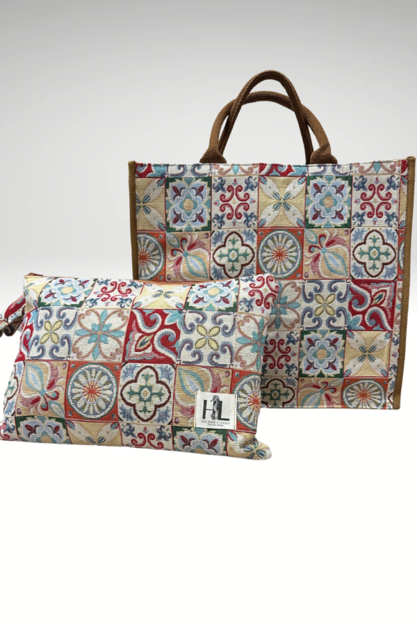 Χειροποίητο σετ καλοκαιρινής τσάντας παραλίας και τσαντάκι